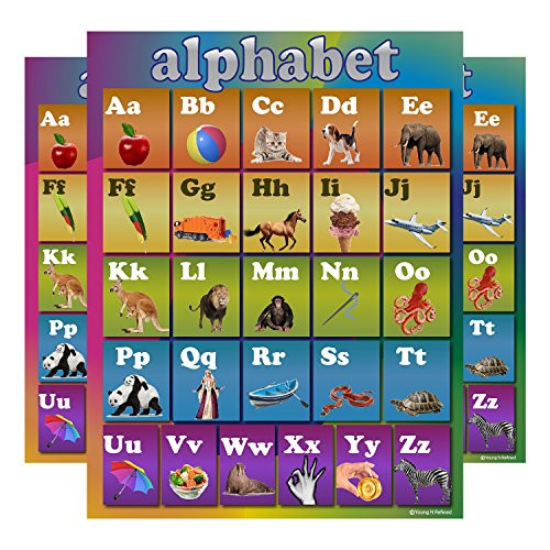 Alphabet Poster LAMINATED Rainbow colorfull chart Abc Large for teachers and classrooms edu 18x24