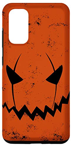 Galaxy S20 Halloween Costume Orange Pumpkin Jack-O'-Lantern Face Case