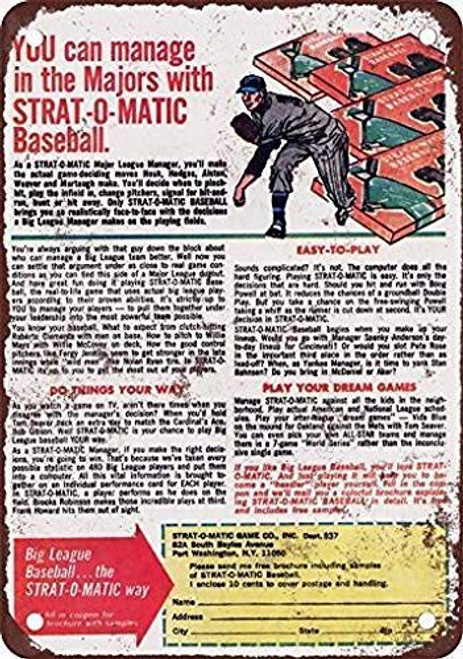 Wisesign 12x16 1972 Strat-O-Matic Baseball Funny Bar Pub Retro Art Wall Decor Metal Signs Tin Sign Novelty