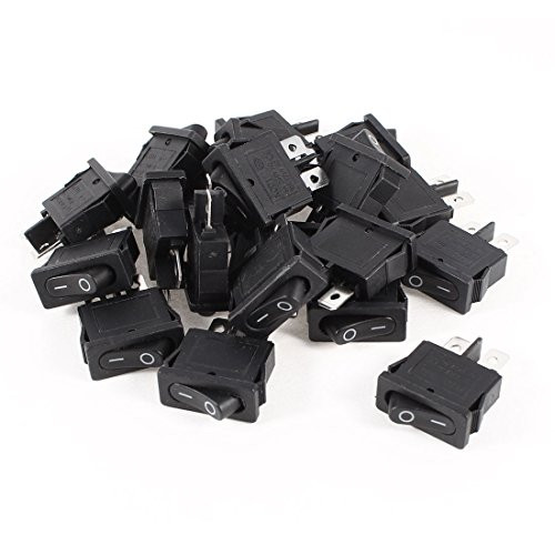 Aexit AC 250V Control electrical 6A 125V 10A 2 Pin I-O 2 Position SPST Snap in Rocker Switch Black 20pcs