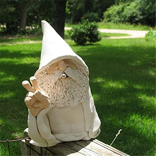 Garden Statues Smoking Gnome Statue Garden Decor Gnome Statue Funny Outside Home Decor for Patio Yard Lawn Indoor Outdoor Decorations -E-