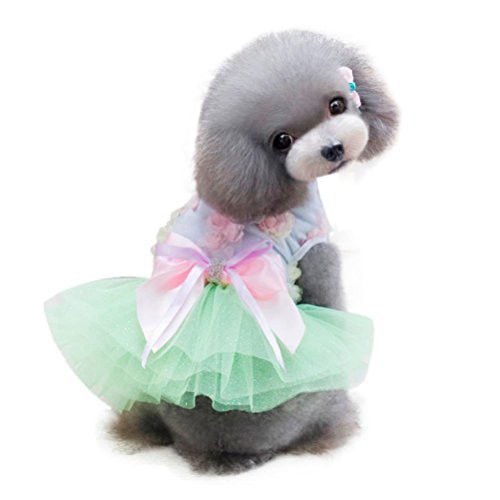 Howstar Pet Dress Cute Dog Clothes Puppy Skirt Soft Doggy Costume Tutu Apparel Princess Dress -L Green- Howstar Pet Dress Cute Dog Clothes Puppy Skirt Soft Doggy Costume Tutu Apparel Princess Dress -L Green-