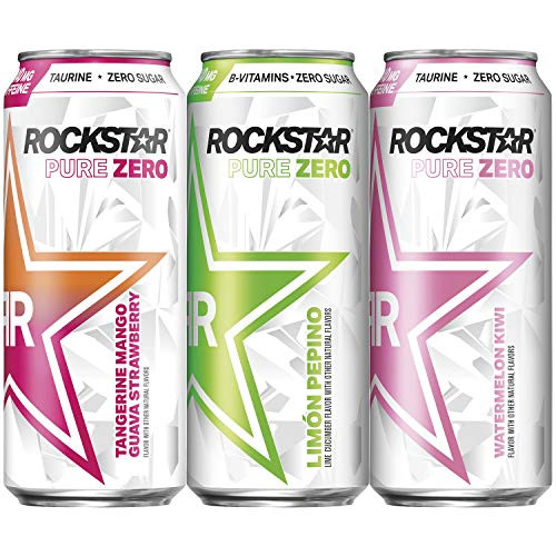 Rockstar Energy Drink Pure Zero Energy Drink 3 Flavor Variety Pack 16oz Cans -12 Pack-