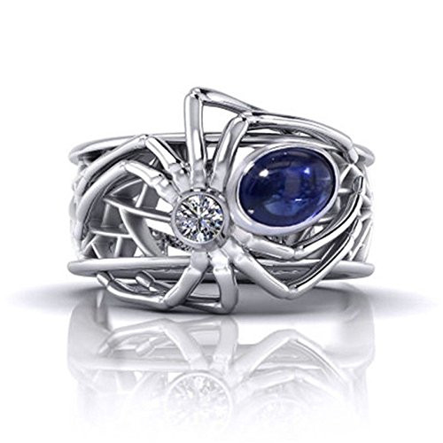 PR Jewelry Women Men Animal Spider 925 Silver Ring 1.68 Ct Blue Sapphire Wedding Size 6-10 -6-