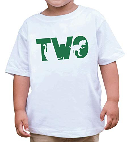 7 ate 9 Apparel Green Two 2 Second 2nd Birthday Dinosaur T-Shirt 3T