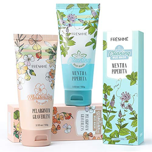 FRESHME Facial Mud Mask- Clay Mask for Oily Skin Acne Remover Deep Cleaning Pores Face Treament-Clean and Moisture 2 PCS- FRESHME Facial Mud Mask- Clay Mask for Oily Skin Acne Remover Deep Cleaning Pores Face Treament-Clean and Moisture 2 PCS-