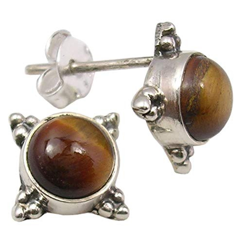 SilverStarJewel 7 x 7 mm Tiger's Eye tcw 2.8 Earrings 0.5" 925 Solid Silver New Jewelry SilverStarJewel 7 x 7 mm Tiger's Eye tcw 2.8 Earrings 0.5" 925 Solid Silver New Jewelry