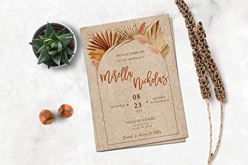 Wedding Invitations with RSVP cards and envelopes personalized 5 x 7 Boho Wedding -Sold in sets of 10-