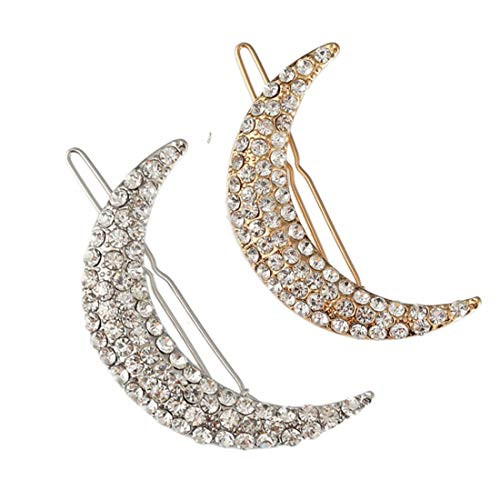 2Pcs Imitation Pearl Moon Hair Clip Bobby Pins Rhinestone Side Clamp Hairpin Barrettes Headgear Headdress Hair Accessories -B- 2Pcs Imitation Pearl Moon Hair Clip Bobby Pins Rhinestone Side Clamp Hairpin Barrettes Headgear Headdress Hair Accessories -B-
