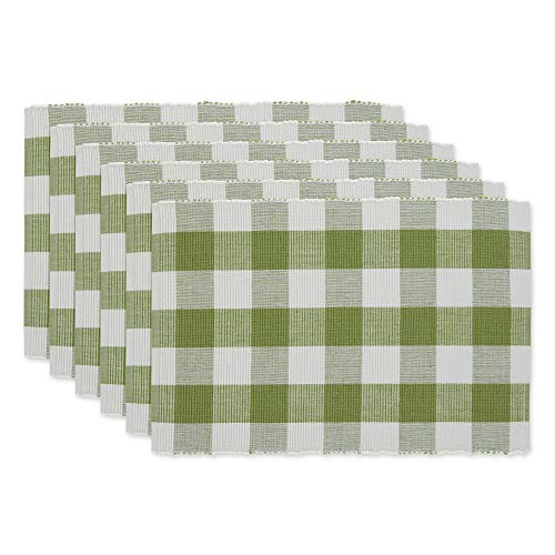 DII Buffalo Check Collection Classic Tabletop Placemat Set 13x19 Antique Green 6 Piece