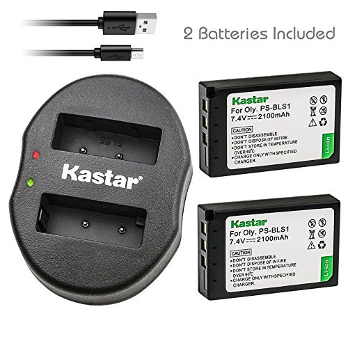 Kastar Battery 2 Pack and Dual Charger for Olympus BLS-1 PS-BLS1 and Olympus E-400 E-410 E-420 E-450 Olympus E-600 E-620 Olympus E-P1 E-P2 E-P3 Olympus E-PL1 E-PL1s E-PL3 Olympus E-PM1 Camera