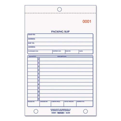 Rediform 6L639 Packing Slip Book 5 1-2 x 7 7-8 Carbonless Triplicate 50 Sets-Book