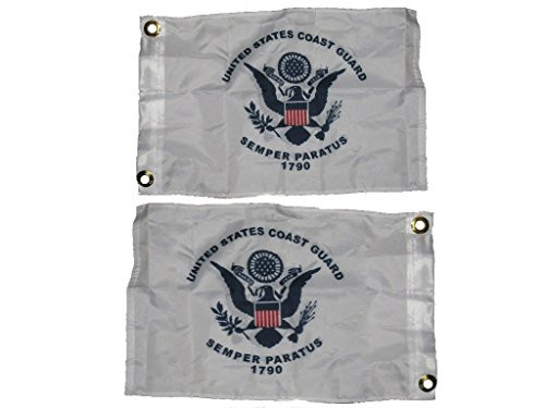 AES 12x18 U.S. Coast Guard 2 Faced 2-ply Wind Resistant Flag 12x18 Inch