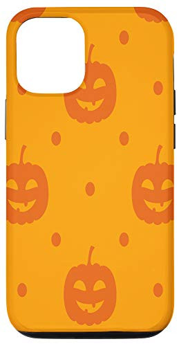 iPhone 12-12 Pro Orange Pumpkin Jack O Lantern Repeating Pattern Halloween Case