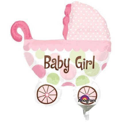 By Broward Balloons Baby Buggy Girl Mini Shape 14 Inch Balloons -Qty2-