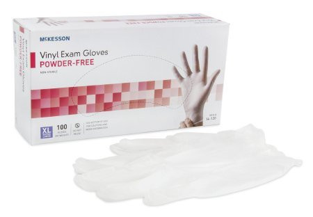 MCKESSON Exam Glove McKesson NonSterile Powder Free Vinyl Smooth Clear X-Large Ambidextrous -14-120 Sold Per Box-