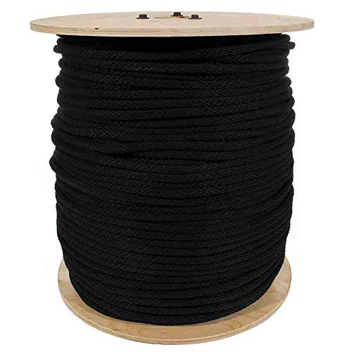 Golberg Solid Braid Construction Cotton Sash Cord  5-16 Inch Diameter  Durable Cordage -25 Feet Black-