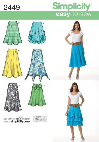 Simplicity Easy-to-Sew Pattern 2449 Misses Pull-on Skirts in 2 Lengths Designs by Karen Z Size 6-8-10-12-14