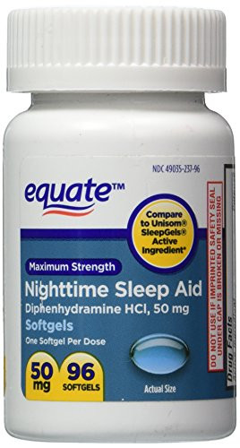 Equate - Sleep Aid 50 mg Maximum Strength 96 Softgels -Compare to Unisom-
