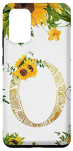 Galaxy S20 plus Sunflower Letter O Monogrammed Initial White Case