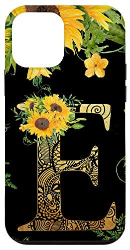 iPhone 12 mini Sunflower Letter E Monogrammed Initial Case