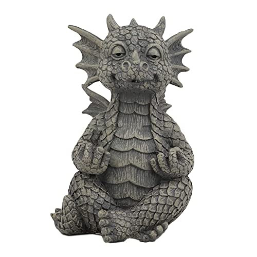 Garden Dragon Meditated Statue Collecting Dragon Sleeping Hold The Lamp Zen Meditating Yoga Dragon Sculpture Resin Ornament for Outdoor Yard Decoration -B-