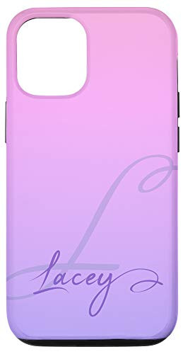 iPhone 12-12 Pro Lacey Name Pink Purple Color Gradient Ombre Rainbow Girly Case