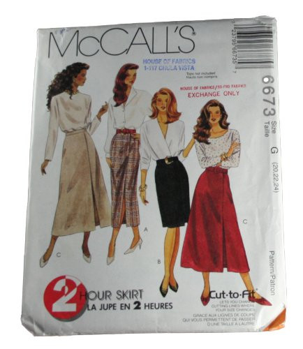 McCall's 6673 Sewing Pattern Misses Skirt in Two Lengths Size G 202224