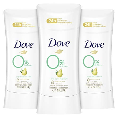 Dove 0 percent Aluminum Free Deodorant 24-hour Odor Protection Pear and Aloe Vera Deodorant for Women 2.6 OZ 3 Count Dove 0 percent Aluminum Free Deodorant 24-hour Odor Protection Pear and Aloe Vera Deodorant for Women 2.6 OZ 3 Count
