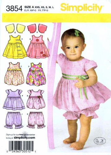 Simplicity 3854 Sewing Pattern Baby Dress Jumper Top Pantaloons Bolero XXS - L