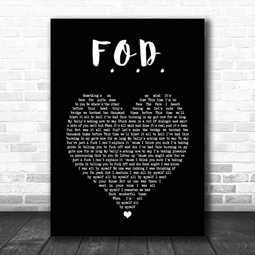 F.O.D. Black Heart Song Lyric Print