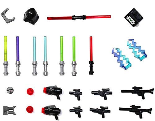 LEGO Star Wars Accessory and Weapons Pack - 8 Lightsabers 8 Blasters 2 Display Stands and More