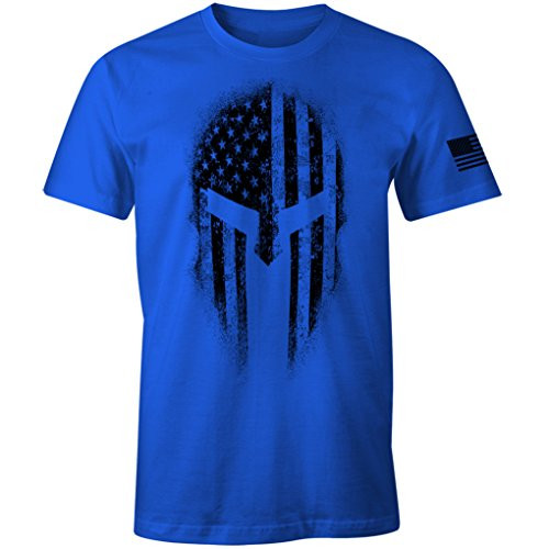 USA American Spartan Molon Labe Patriotic Men's T Shirt -Royal L-