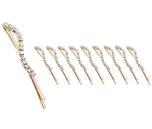 12PCS Rhinestone Bobby Pins Crystal Hair Clips Women Lady Alloy Barrettes Hairpin Side Clip Hair Accessories -B-