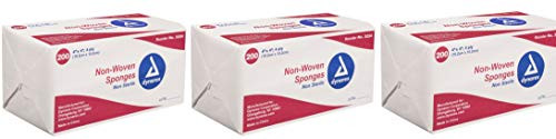 Dynarex Non-Sterile Non Woven Sponge 4x4 Inch 200 Count -Pack of 3-