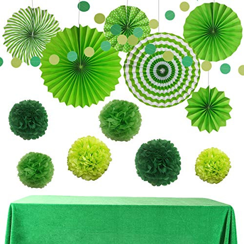 InBy Green Hanging Paper Fans Tissue Paper Pom Pom Circle Garland Party Decoration Kit for Baby Shower Dinosaur Birthday Wedding Bachelorette Bridal Supplies InBy Green Hanging Paper Fans Tissue Paper Pom Pom Circle Garland Party Decoration Kit for Baby Shower Dinosaur Birthday Wedding Bachelorette Bridal Supplies