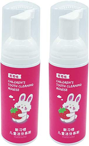 Kids Foaming Toothpaste with Pump - Mild Bubble Strawberry Fruitfor Protection Tooth Decay -1.7 Ounces-2 Pack-