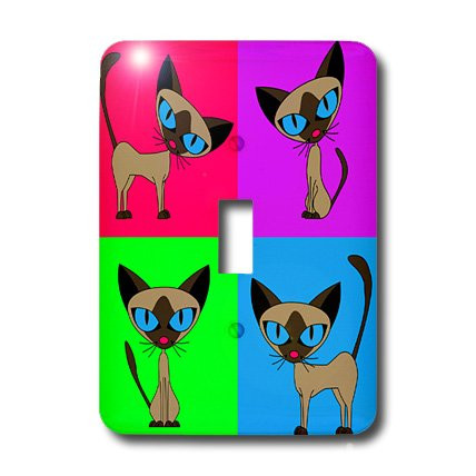 3dRose LLC lsp_6303_1 Siamese Cat Four Attitudes Design, Single Toggle Switch