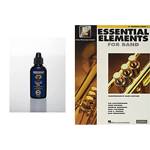 MusicNomad MN703 Premium Valve Oil 2 oz  and  Essential Elements Band with EEi- Comprehensive Band Method- B Flat Trumpet Book 1