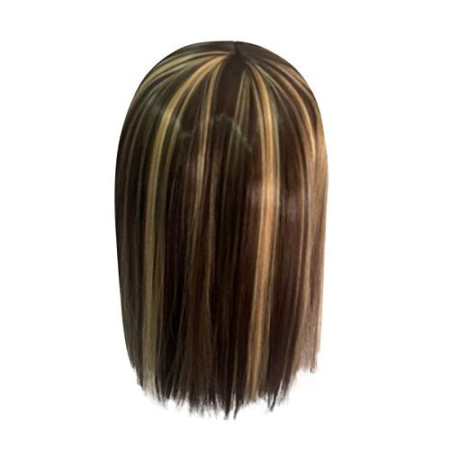 Short Bob Wig Blonde Brown Wig Straight Shoulder Length Wig with Dark Brown Roots Straight Bob Synthetic Wig for Women Heat Resistant Fiber Wig 17 Inches for Party Daily Wear Short Bob Wig Blonde Brown Wig Straight Shoulder Length Wig with Dark Brown Roots Straight Bob Synthetic Wig for Women Heat Resistant Fiber Wig 17 Inches for Party Daily Wear