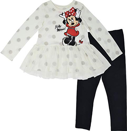 Disney Minnie Mouse Baby Girls T-Shirt and Tulle Leggings Set 18 Months White-Black Disney Minnie Mouse Baby Girls T-Shirt and Tulle Leggings Set 18 Months White-Black