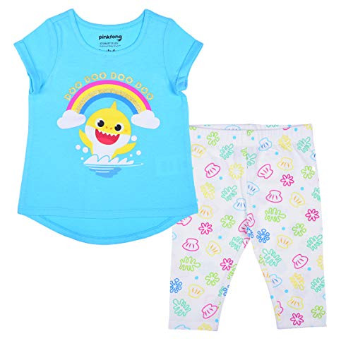 Nickelodeon Baby Shark Girl's 2-Pack Tee Shirt and Leggings Set for Toddlers Size 4T Blue