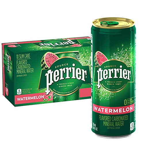 Perrier Watermelon Flavored Carbonated Mineral Water 8.45 fl oz. Slim Cans -10 Count-