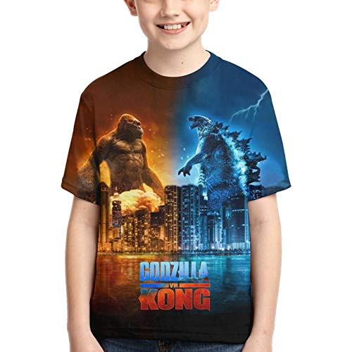 Dinosaur Vs King Ko-ng Youth Boys Girls 3D Printed Short Sleeves T Shirt Fashion Youth Tee Shirts