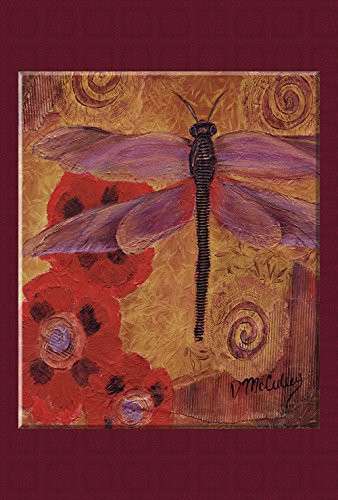 Toland Home Garden Dragonfly and Poppies 28 x 40 Inch Decorative Rustic Red Flower Insect House Flag