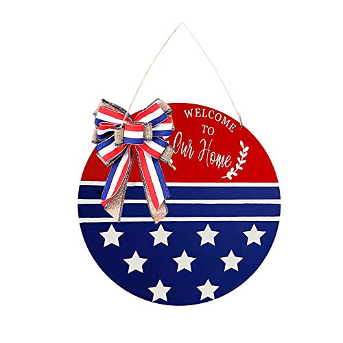 Patriotic Independence Day Decoration Door Wall Hanging Sign the Front Door 4th of July Memorial Day Handcrafted Hanging Welcome Sign for Home Porch Decoration Front Door Wall Outside -E- Patriotic Independence Day Decoration Door Wall Hanging Sign the Front Door 4th of July Memorial Day Handcrafted Hanging Welcome Sign for Home Porch Decoration Front Door Wall Outside -E-