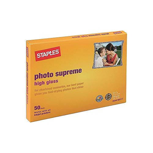 Staples 564117 Supreme Glossy Photo Paper 5-Inch x 7-Inch 50-Pack -19892-CC-