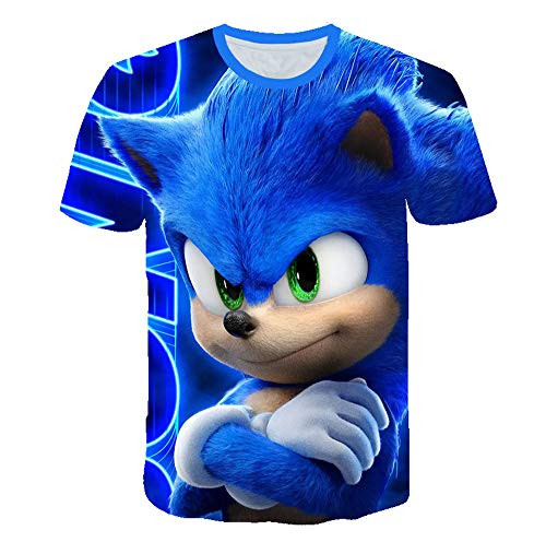 EXV Sonic The Hedgehog Kids 3D Short Sleeve Shirts Casual Graphics Tops Tee for Girls and Boys -Blue7 7T-