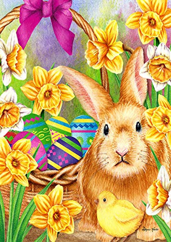 Toland Home Garden 1012303 Easter Scene 28 x 40 Inch Decorative, Spring Bunny Egg, House Flag