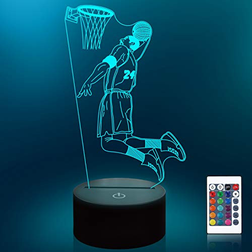 Lampeez Kids Basketball Player 3D Night Light Optical Illusion Lamp with 16 Colors Timer Remote Control Dimmable Changing Birthday Gift Idea for Boys and Girls Lampeez Kids Basketball Player 3D Night Light Optical Illusion Lamp with 16 Colors Timer Remote Control Dimmable Changing Birthday Gift Idea for Boys and Girls